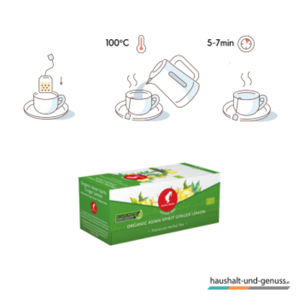 Julius Meinl Bio Tee Asian Spirit Ingwer Zitronengras, Grüntee, Ziehzeit